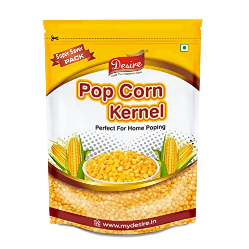 Image of Desire Popcorn Kernel Seeds, 1kg | Premium Big Size Gourmet Makkai Popcorn Kernels | Imported, High Expansion for Fluffy Popcorn