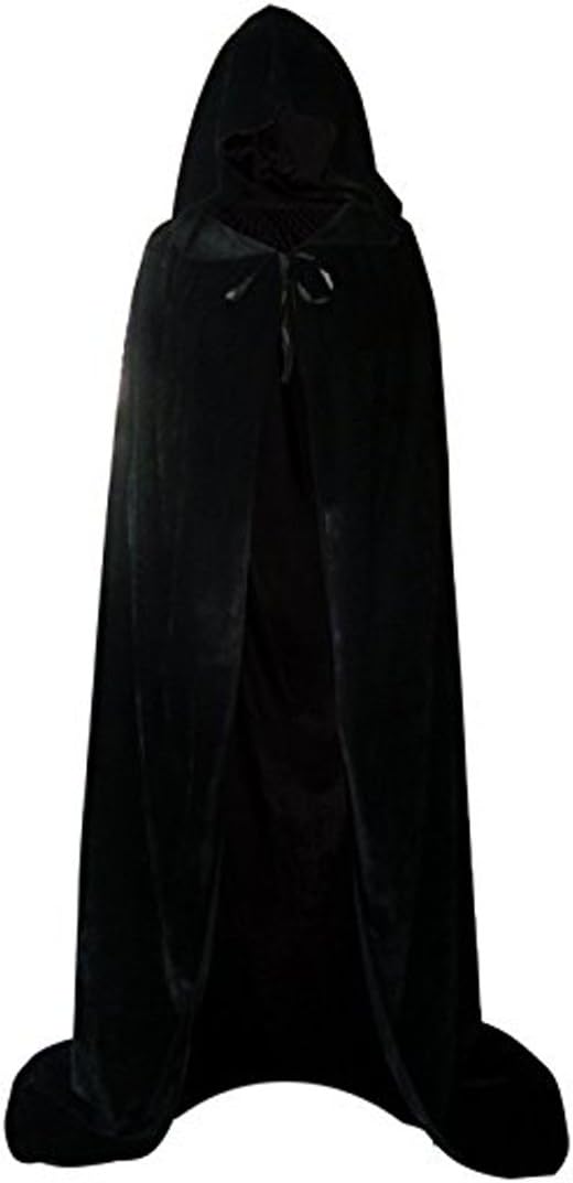 Candyqueen 1Pcs Halloween Hooded Cape Halloween Cloak Costume Party Goth Vampire Priate Cape Devil Witch Wizard Magician (Black)