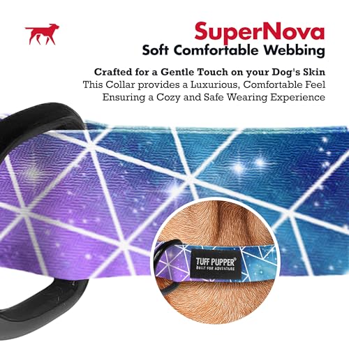 Image of Tuff Pupper Premium Adjustable Dog Collar for Small Girl Dogs, Stylish Pattern Collars Designed in USA, Quick Release Buckle, Supernova Print for Female Dogs, Small (0.7 Inch Wide x 8-12 Inch Neck)
