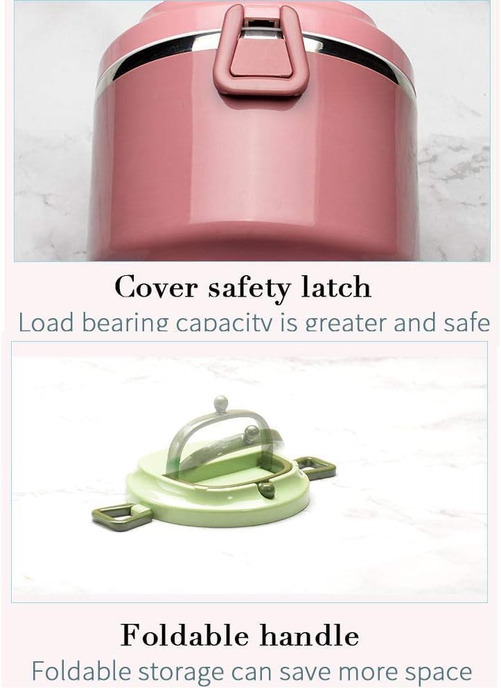 Miniatura 9 de SANQIAHOME Lonchera apilable de acero inoxidable de 4 niveles sellada (verde, 4 capas) con cuchara y tenedor