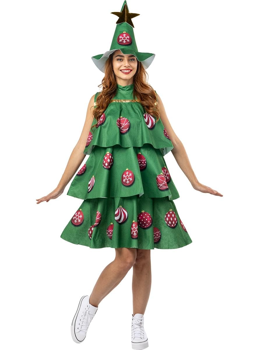 Funidelia | Disfraz de árbol de Navidad para Mujer Navidad, Árbol - Disfraz para Adultos y Divertidos Accesorios para Fiestas, Carnaval y Halloween - Talla única - Verde