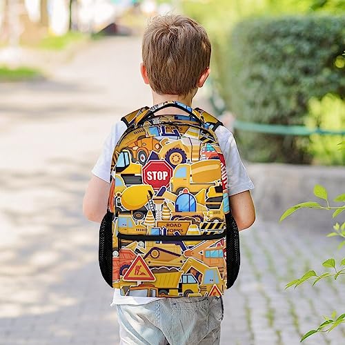 Backpack for Boys, Construction Backpacks for School, 16 Inch Kids Bookbag for Elementary Preschool Kindergarten, Truck Theme School Bag for Toddler2