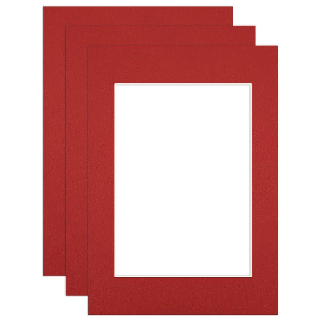 Procut Global A2 Crimson Picture Mounts to Fit A3 Aperture - Precision Cut Cardboard Photo Mount - Ideal for Frames, Prints, Artwork & Certificates - Sizes & Colours Available - 3 Pack