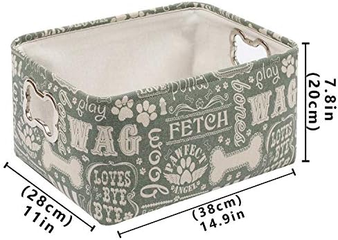 Canvas Storage Basket Toy Bin Organizer with Metal Handles - Idea for Organizing Toy Storage, Baby Toys, Kids Toys, Dog Toys, Baby Clothing, Children Books, Gift Baskets - Green