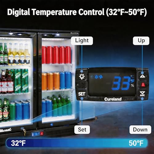 Image of Back Bar Cooler Under Counter Beverage Refrigerator, 7.5 Cu Ft Undercounter Fridge,2 Door 36 inch Commercial Beer Built-In Cooler with LED Light Adjustable Shelves Safety Locks,ETL Approval