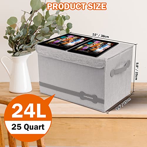 24L 25Quart Large Storage Bins With Lids, Fabric Decorative Storage Box Bin Basket Cube With Lid And Leather Handles, Foldable, Washable, For Closet Bedroom Nursery Shelves (Grey 15 X 9.8 X 9.8) #TOP3