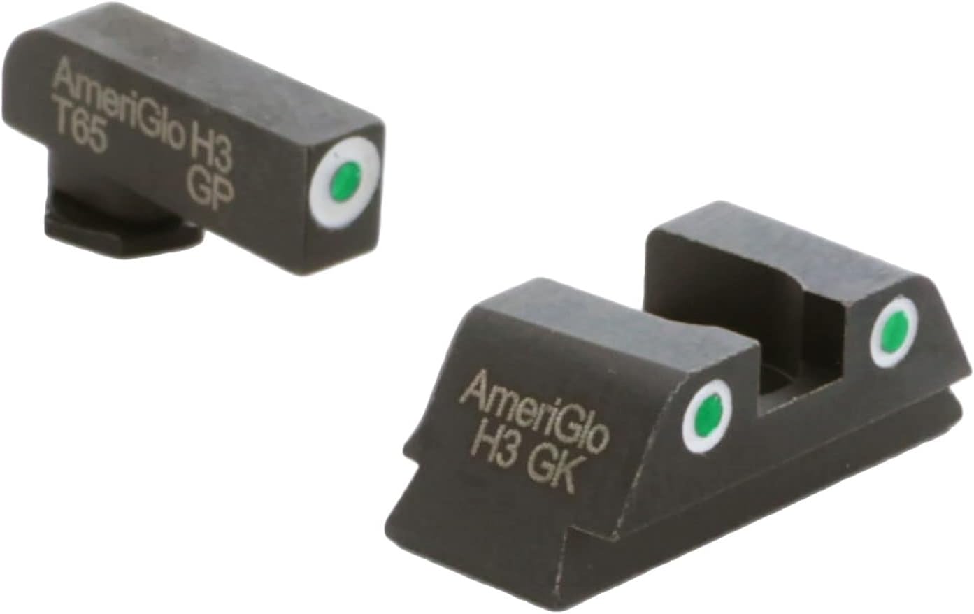 AMERIGLO Classic Green Tritium Front/2-Dot Rear White Outlines Sight Set Compatible With Glock 42,43,43X,48