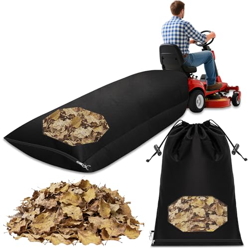 YVVZHOU PANN Anti-Tear Large Lawn Tractor Leaf Bag, Waterproof Grass Catcher Bag with Tarp, Double-Stitched Leaf Grass Collection Bagger with Side Zipper and Mesh for Fast Leaf Collection