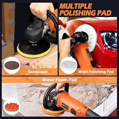 Protmex Cordless Car Buffer Polisher w/ 2x2000mAh 21V Batteries, 6 Inch Car Buffer Waxer Kit, Car Polishing Machine w/Extra 18 PCS Attachments & 6 Variable Speed