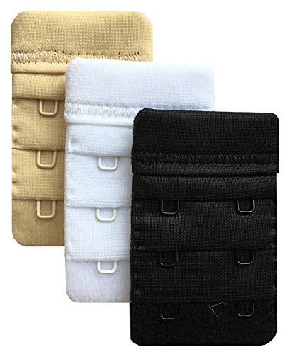 Chanie Women Pack of 3 Soft Comfortable 2 Hooks Bra Extender 6.1cm x 3.8cm