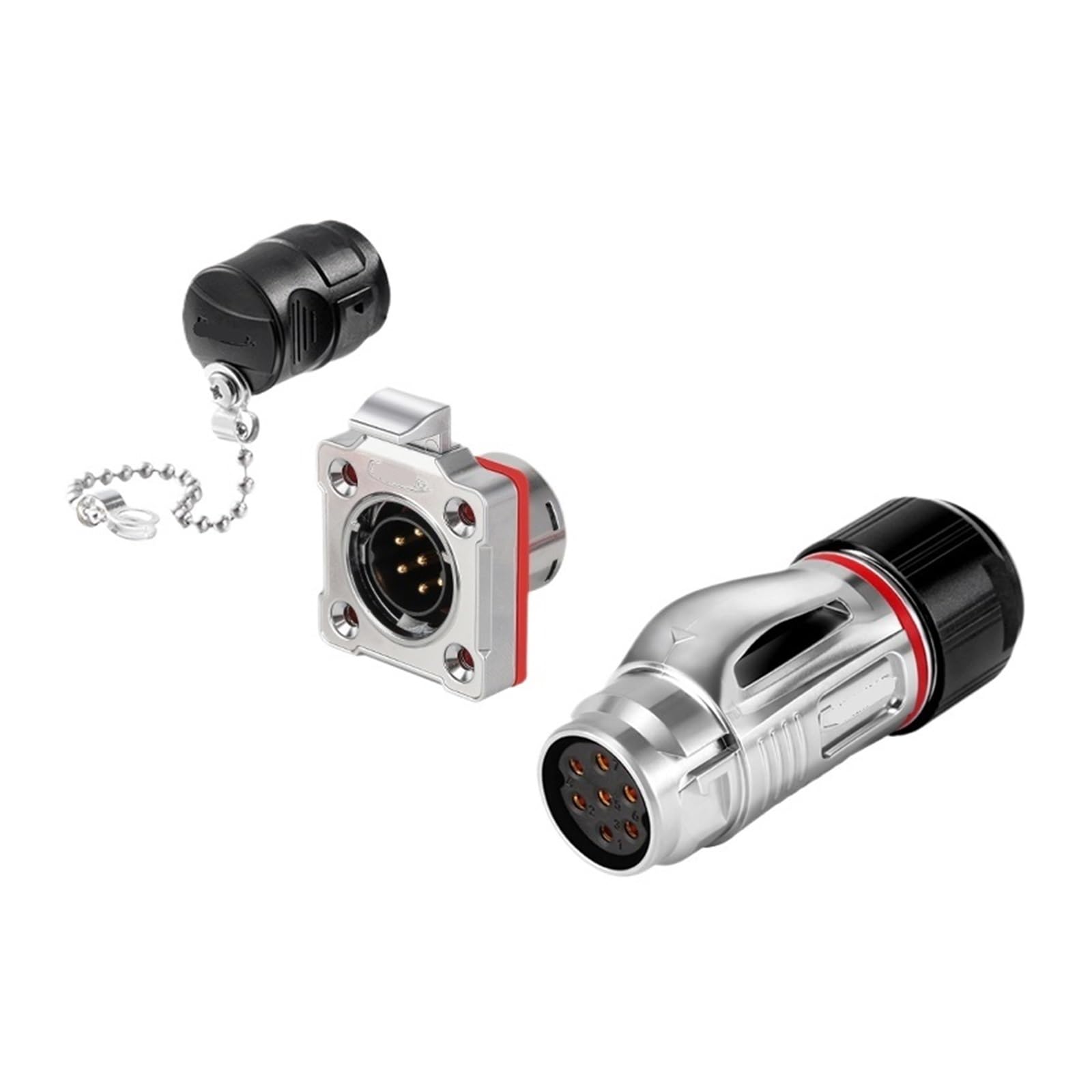 QAZXSEMUI Aviation plug BD20 metal straight 2-14 core reverse mount solar automation industrial connector(7 core)