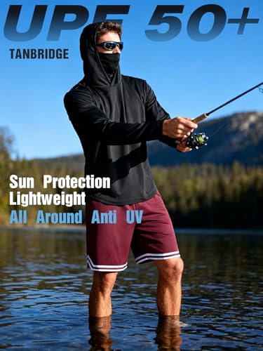 Image of 5 Pack Men's UPF 50+ Sun Protection Hoodie Shirts Long Sleeve Shirts Quick Dry Lightweight for Running Workout Hiking Fishing