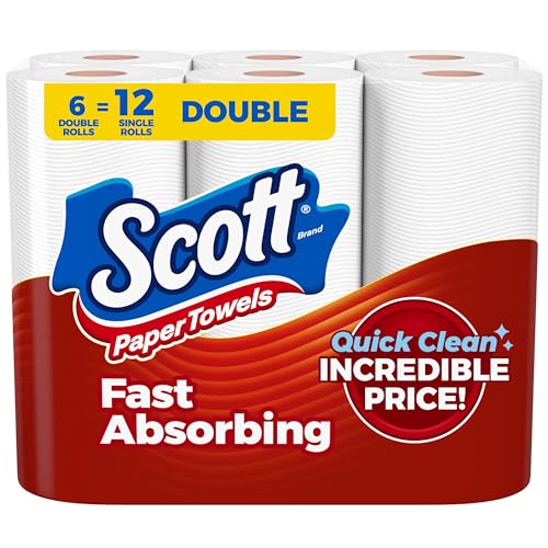 Scott Paper Towels, Choose-A-Sheet, 6 Double Rolls = 12 Regular (108 Sheets Per Roll)
