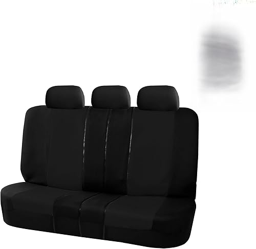 FH Group Funda de asiento de coche para asiento trasero de tela plana multifuncional, ajuste universal, combo negro 3D ambientador trasero con banco
