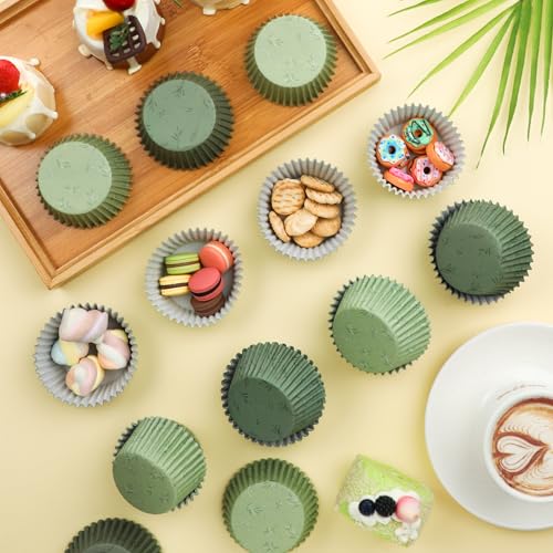 Image of Sage Green Cupcake Liners 200Ct Baking Cups Wedding Party Decor