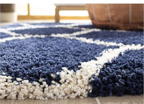Image of Polyester Fluffy Fur Rugs & Modern Shaggy Floor Carpets for Living Room,Sofa Area,Hall,Kids Room,Guest Room | Elegent Bedside Runners for Besdroom(5X8 Feet Blue Mandir)