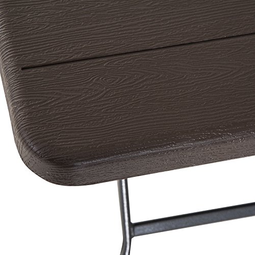 Outsunny Gartentisch Klapptisch Campingtisch Holz-Optik klappbar Kunststoff Braun 78x78x74cm – Bild 8