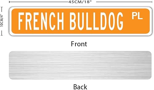 Miniatura 2 de Letreros de calle personalizados de Bulldog Francés PL Naranja Carteles de Carretera de Metal Francés Bulldog Francés de Estaño Novedad para el
