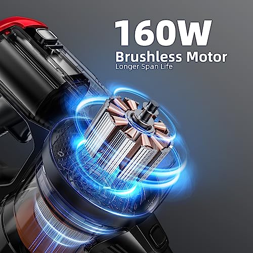 CONOPU Akku Staubsauger 25Kpa, Staubsauger Kabellos 160W mit 2 Saugmodi, LED-Leuchten, Cordless Vacuum Cleaner mit Leistungsanzeige, bis zu 40 Minuten Laufzeit – Bild 5