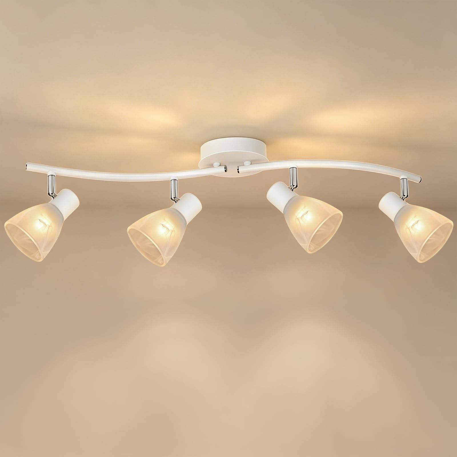 Unikcst 4 Way Spotlights Ceiling Lights White Kitchen Light Ceilings E14 Rotable Ceiling Spotlights for Kitchen Bedroom Living Room Hallway Lounge, No Bulbs