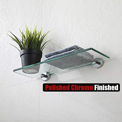 Jqk Bathroom Glass Shelf Chrome, Tempered Glass Shower Storage 16 By 5 Inches, 304 Stainless Steel Polished Chrome Wall Mount, Tgs101-Ch #TOP4