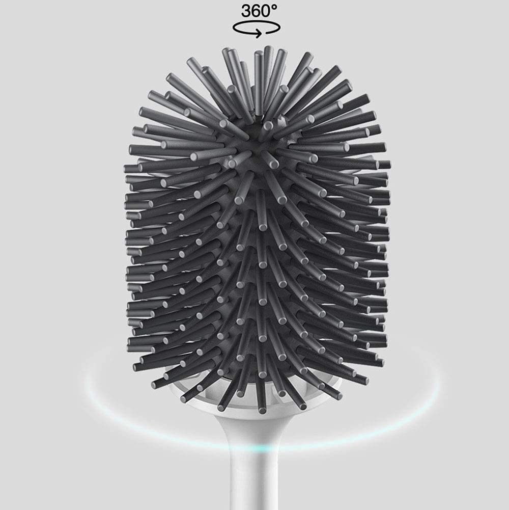 Scopino per Wc con Manico Lungo e Setole Morbide, Set Di Spazzole per la Pulizia Della Toilette, Scopino per la Pulizia Della Toilette a Parete in Silicone Senza Angoli Morti