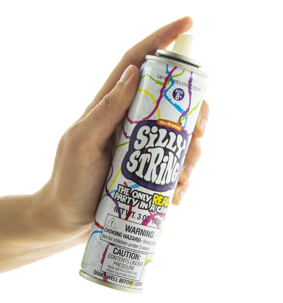 Die originale Silly String! Silly String Party Pack, 12 Stück, verschiedene Farben, 85 g große Dose, die einzige echte Party in einer Dose. Be Silly! Schießt über 4,5 m