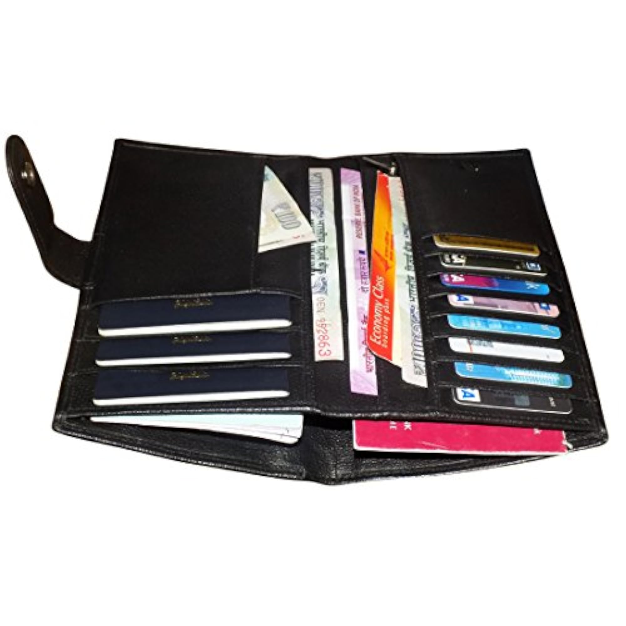 Unisex Black Leather Passport Holder Wallet