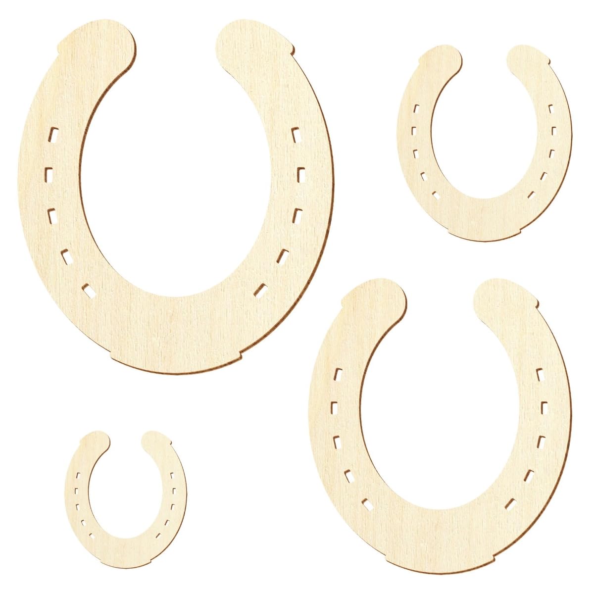Herradura de madera, decoración artesanal, 3-50 cm, paquete con 100 unidades, altura: 8 cm