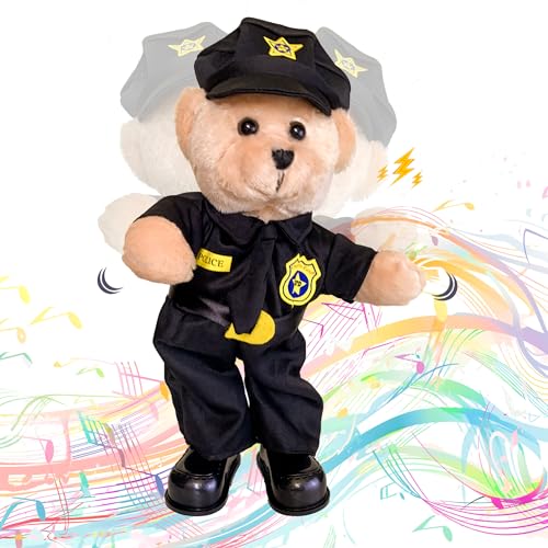 PowerPals Singing Dancing Police Teddy Bear Playing “Bad Boys What You Gonna Do” Song – Musical Interactive Stuffed Animal Plush Cop Toy for...