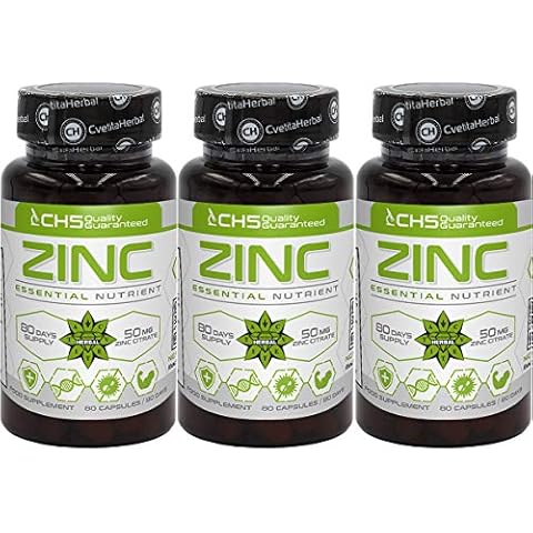 Zinc Citrate | 50mg x 240 Capsules (Zinc from Zinc Citrate 15mg) | 8 Months Supply | Immune System Support Supplement | Skin Maintenance | by Cvetita Herbal Cover