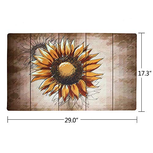 Rubber Welcome Door Mat, Decorative Indoor Outdoor Doormat Non Slip Front Door Mat, Easy To Clean Low Profile Mat For Entry Patio Garage High Traffic Areas, 17.3" X 29" (Artistic Sunflower) #TOP5