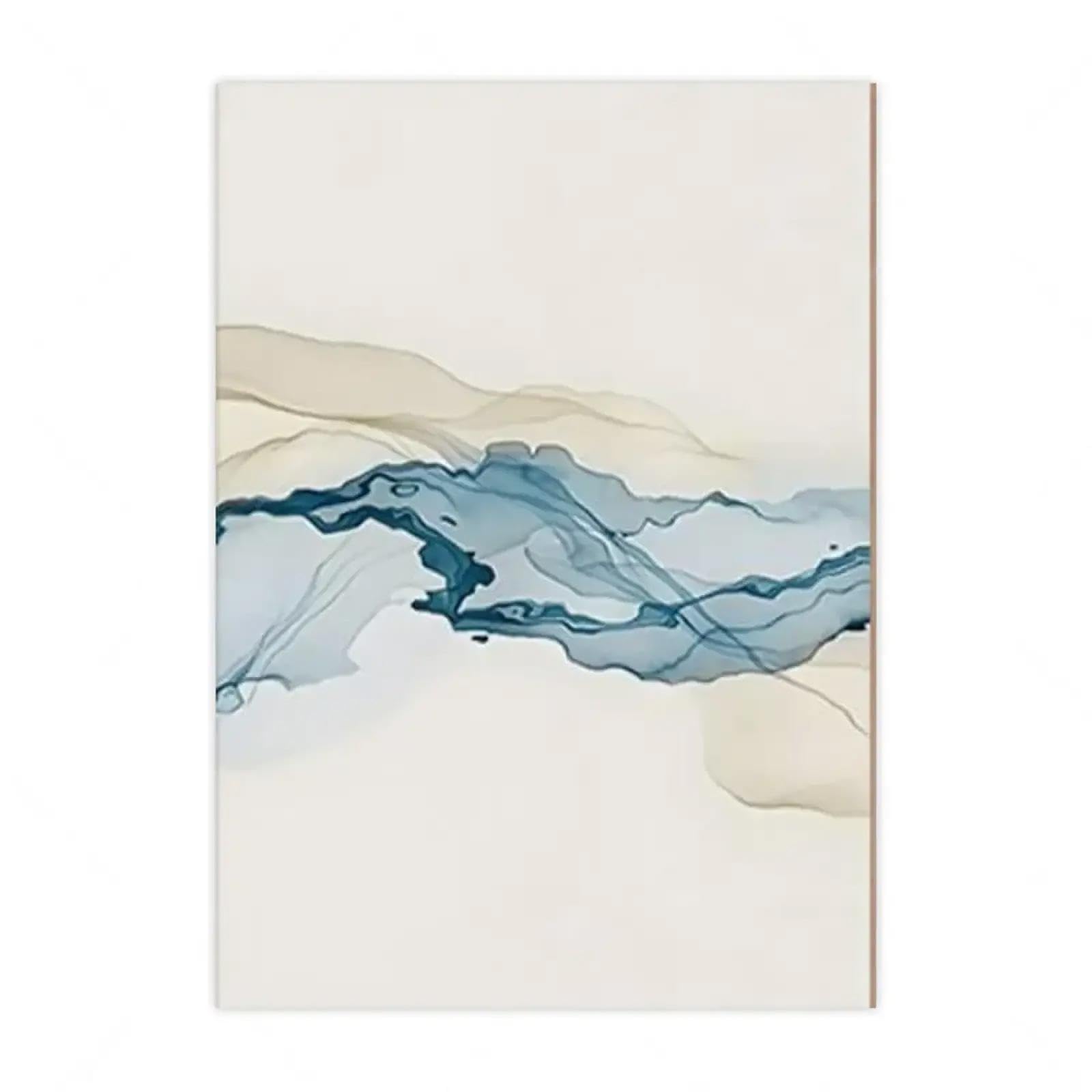 3er Abstrakt Poster Set Blau Wandbilder Kunst Leinwandbilder Modern Einfach Kunstdruck Deko Wandbilder für Schlafzimmer Küche Esszimmer Badezimmer und Büro 50x70 cm (mit Weiß Rahmen)