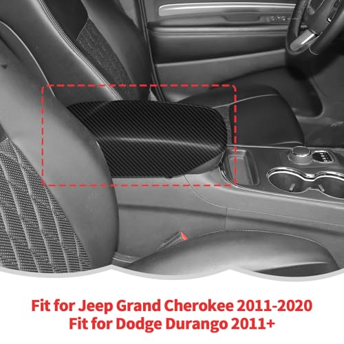 RT-TCZ Center Console Cover Armrest Box Trim Cover Decoration Interior Accessories for Jeep Grand Cherokee 2011-2020,for Dodge Durango 2011-2025 (Black Carbon Fiber) by RT-TCZ - Image 7