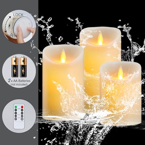 Lerelin Battery Candles, LED Candles Battery Operated with Timer, Pillar Flickering Flameless Candles with Remote Control for Household, Halloween, Christmas Gifts (7.5 x 10cm) - Image 5