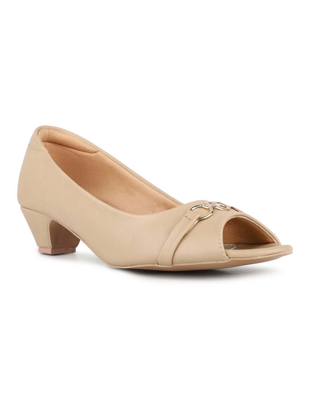 inc.5 Womens Women Beige Casual Solid Pointed Block Heel Pumps Pump-picture-54