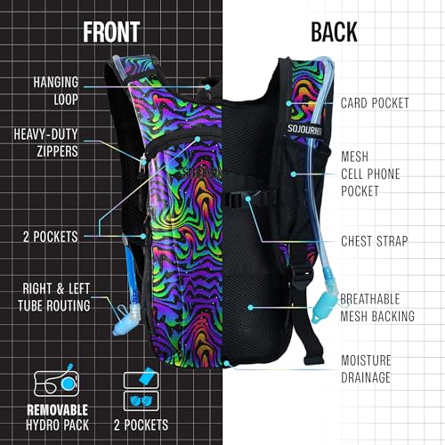 Image of Sojourner Rave Hydration Pack - Hydration Backpack - Hydropack with 2L Bladder - Water Backpack for Festivals, Hiking, Running, Biking and More
