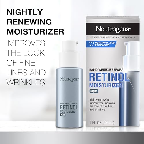 Kenvue Neutrogena Retinol Face Moisturizer Cream, Rapid Wrinkle Repair, Anti-Wrinkle Night Moisturizer, Anti-Wrinkle Face & Neck Cream Moisturizer with Hyaluronic Acid & Retinol, Paraben-Free, 1 fl. oz