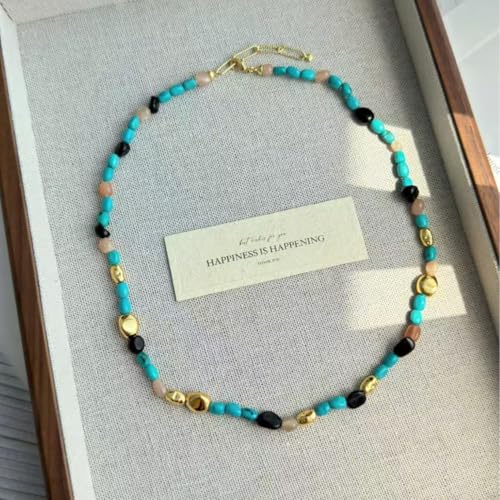 Collier perles caramel et pierres précieuses | Bijou de clavicule luxe - 7