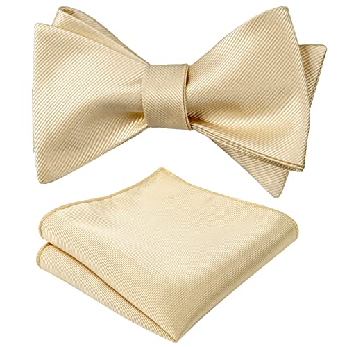 Image of Alizeal Mens 2pcs Solid Self-tied Bow Tie Set | Alizeal Mens 2pcs Self-tied Solid /Animal Bow Tie and Pocket Square Set Perfect for Wedding Business Formal Events