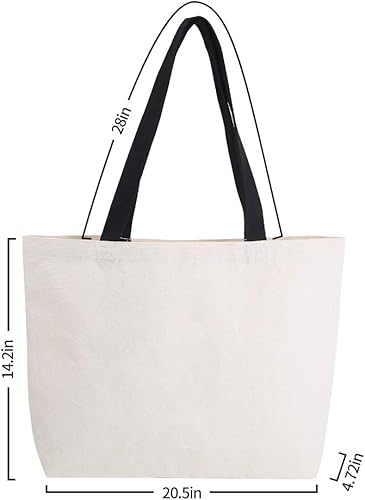 Miniatura 2 de Azuca Bolsas de lona reutilizables para comestibles con bolsillo interior, grandes compras en la playa, resistentes, 12 onzas, multiusos, natural,