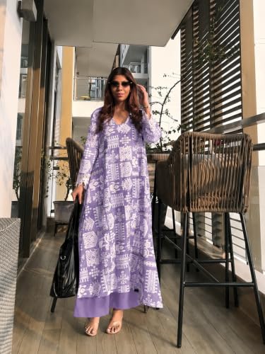 Image of ANNI Designer Kurta Sets for Women Viscose Printed | Kurta with Dupatta Set | A Line Kurti Set for Women | Square V Neck 3 /4 Sleeve Ethnic Outfit | Designer Indian Kurti Stylish Clothing