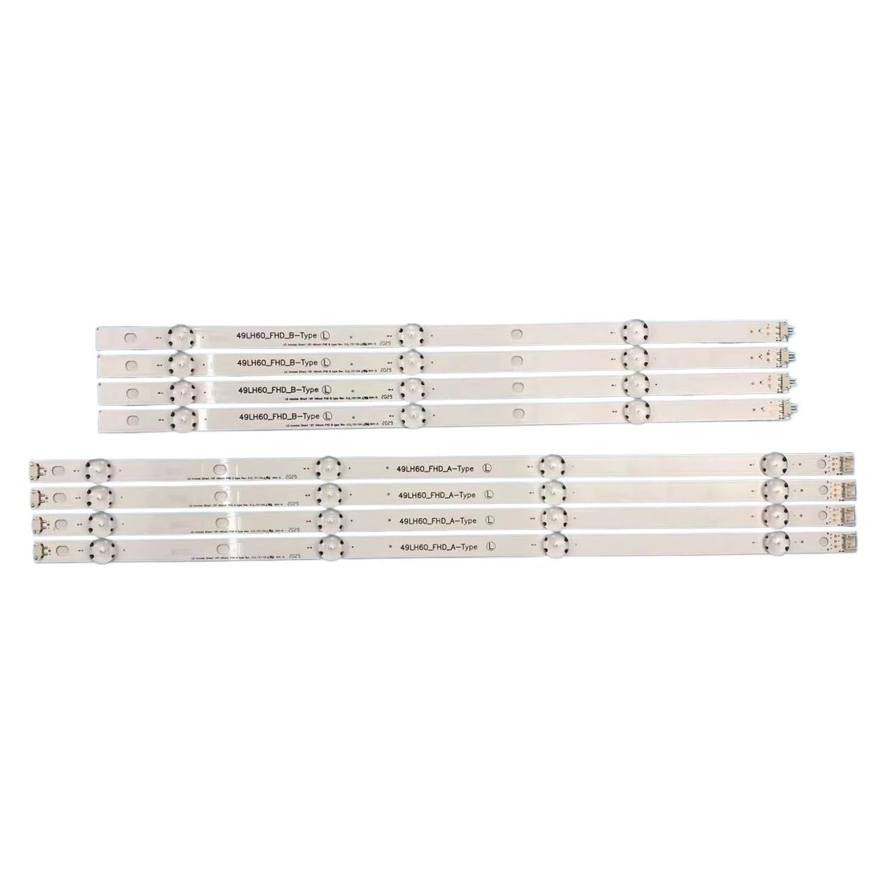 8 x oświetlenie LED tła kompatybilne z Innotek Direct 16Y 49LH60_FHD typu A/B. Kompatybilny z HEESUNG HC490DUN-ABRR1-211X 49LH604V 49LW540S-UF. Kompatybilny z JVC LT-50C550.