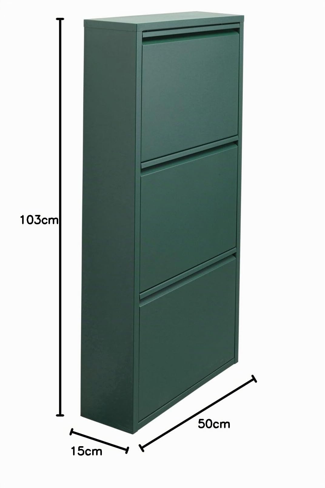 KARE Meuble à Chaussures Design Caruso, Vert, 103 x 50 x 15 cm, métal, avec 3 Rabats, Rangement à Chaussures pour 6 Paires de Chaussures, étroit, Peu encombrant, Haut, étagère à Chaussures, entrée