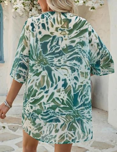 Image of Chunoy Women Floral Beach Wear Cover Up Chiffon Kimono Cardigan Open Front Blouse Beach Resort Wear for Swimwear 2026