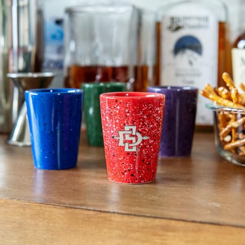 Verre à shot SDSU céramique gravé laser, cadeau idéal fan NCAA