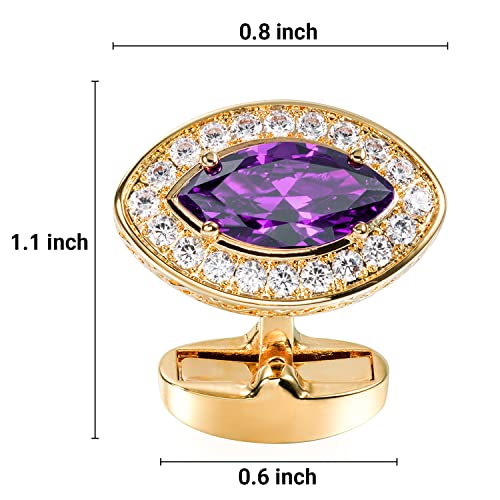Image of HAWSON Cufflinks for Men, Gold Diamond Crystal Cufflinks for Groom Husband Personalized Gifts, Mens Formal Wedding Business Cufflinks, Luxurious Gorgeous Cuff Links French Shirt Accessories