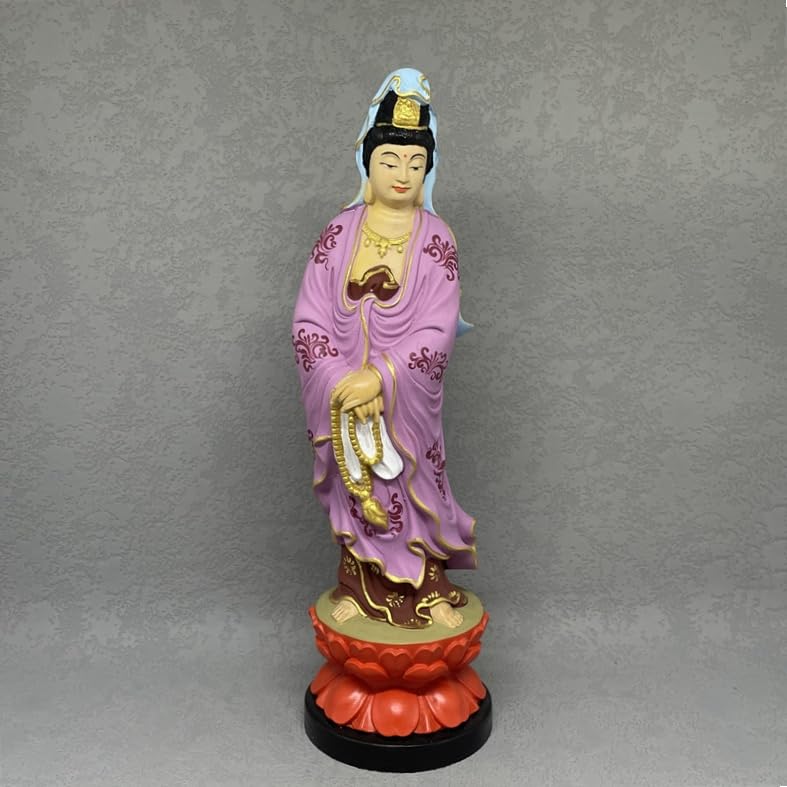 【修縁堂】極上品 木彫仏像 水月自在観音菩薩立像 彫刻 仏教工芸 ご利益 柘植材 Amazon｜木彫仏像 彫刻 ツゲ 柘植 極彩色絵系 仏像 観音像 観音菩薩