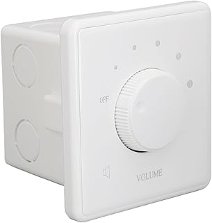 Wall Mount Volume Control Knob, Professional 60W Volume Controller Knob, 4 Gears Adjustable Volume Control Rotary Knob for Home Speakers, Flame Retardant PC Material