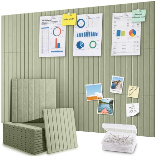48 x 36 Large Cork Bulletin Board Tiles Peel and Stick Felt Wall Panels for Vision Message Center Picture and Prayer Board for Office Dorm Room and Desk Decor(Sage Green)